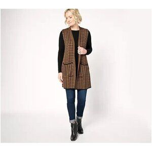 GRAVER Susan Graver Regular Jacquard Knit Open Caramel/Black Size MEDIUM A658954